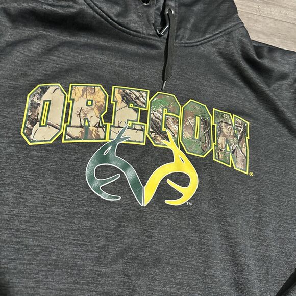 Oregon Ducks Hoodie Colosseum XL Embroidered  Gray Real Tree - Picture 2 of 7